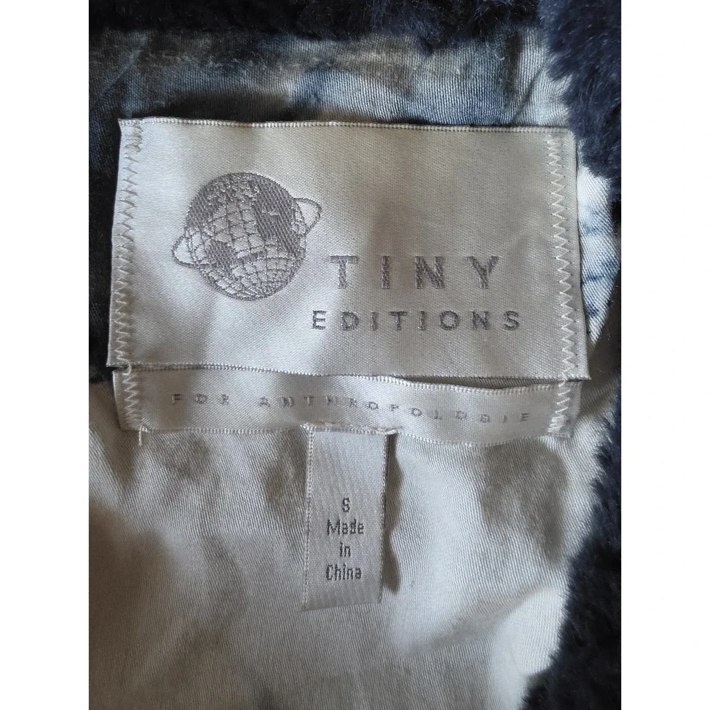 Anthropologie Tiny Editions Women S Dark Blue Coat Long Sleeve Faux Fur